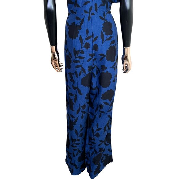 Kate Spade New York x Target Blue Floral One-Shoulder Linen Jumpsuit NWT Size 10 - Picture 9 of 13